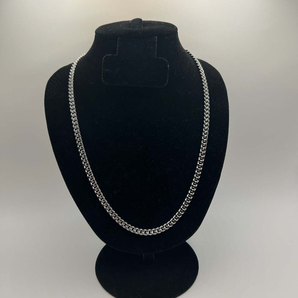 5mm Silver Plated Cuban Link Chain Necklace 20 Inch Unisex Hip Hop Flat New